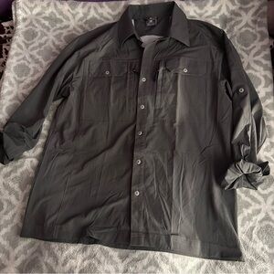 Men's Olive Button-Up Shirt Jacket